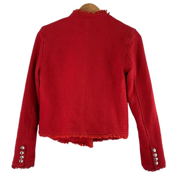 Blank NYC Red Woven Cotton Tweed Moto Jacket Size Small $15 - Picture 5 of 6
